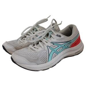 ASICS GEL CONTEND 7 White Blue Walking/Running Sneakers #1012A911 Womens Sz 6